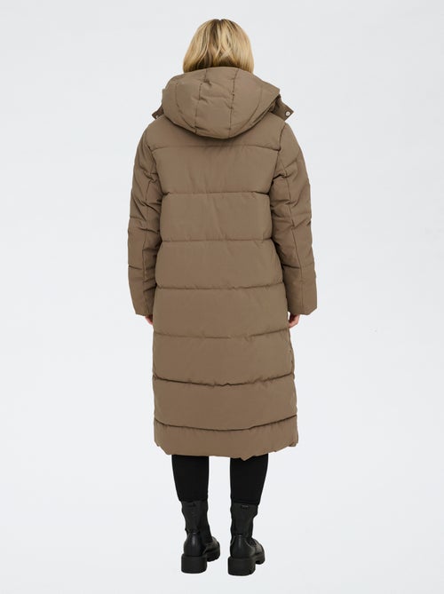 Lang doorgestikt donsjack met capuchon 'JDY' - Kiabi