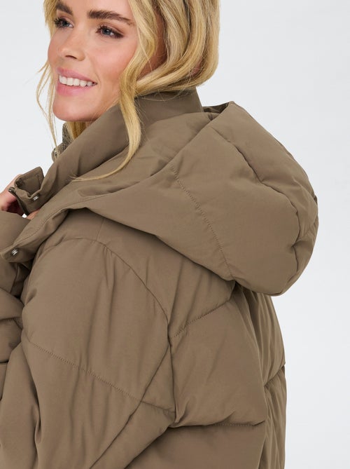 Lang doorgestikt donsjack met capuchon 'JDY' - Kiabi