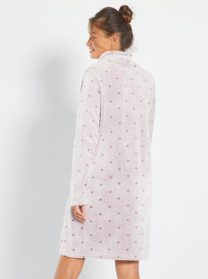 Dames nachthemd, fleece lange rits met zakken Flont Badjas Nachtkleding