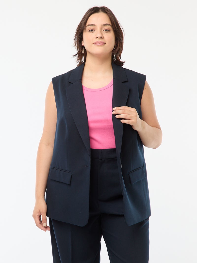 Lang, mouwloos jasje - Blauw - Kiabi