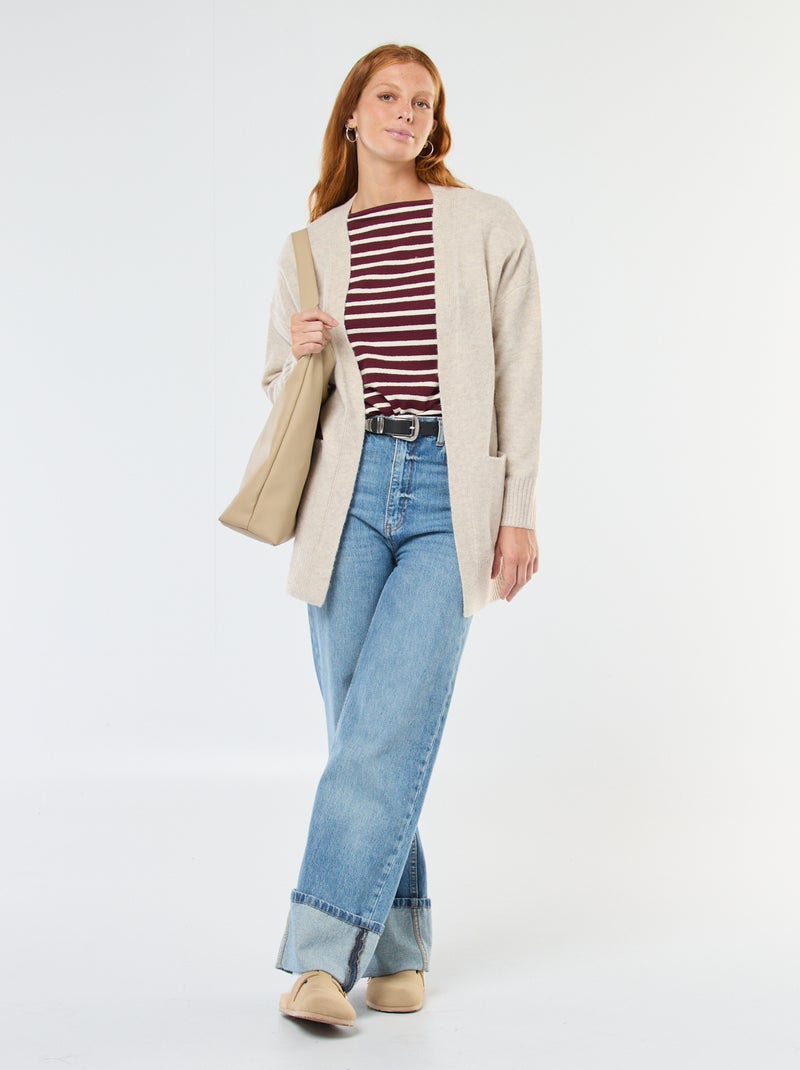 Lang, open vest Biege - Kiabi