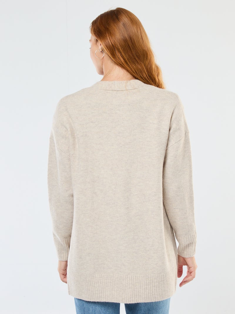 Lang, open vest Biege - Kiabi