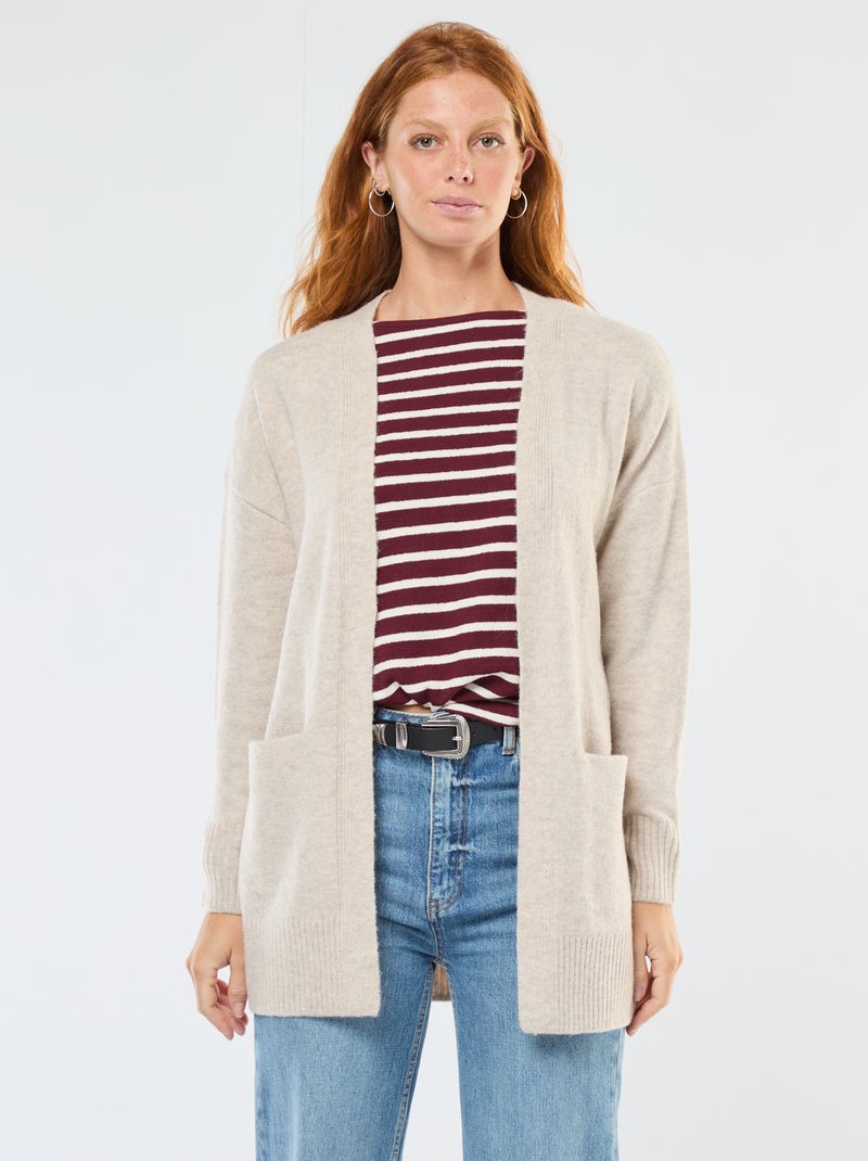 Lang, open vest Biege - Kiabi