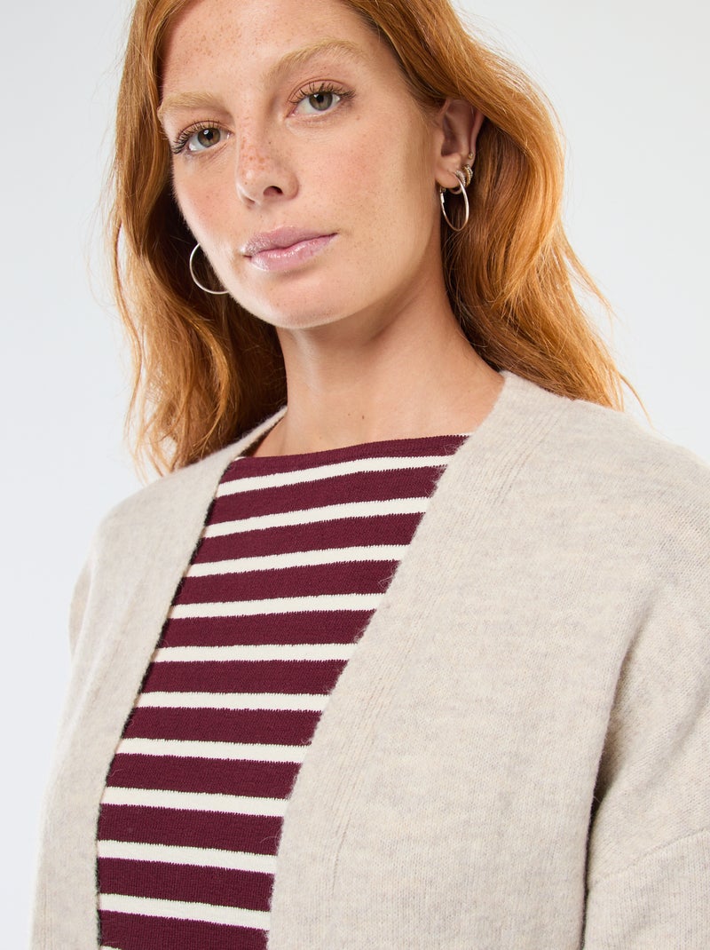 Lang, open vest Biege - Kiabi