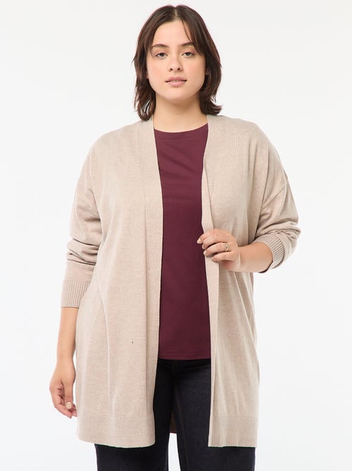 Lang, open vest van dun tricot - Kiabi