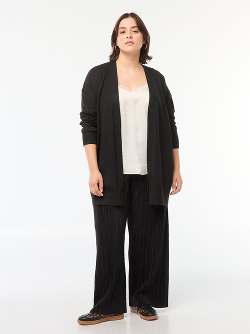 Lang, open vest van dun tricot - Kiabi