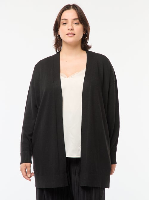 Lang, open vest van dun tricot - Kiabi