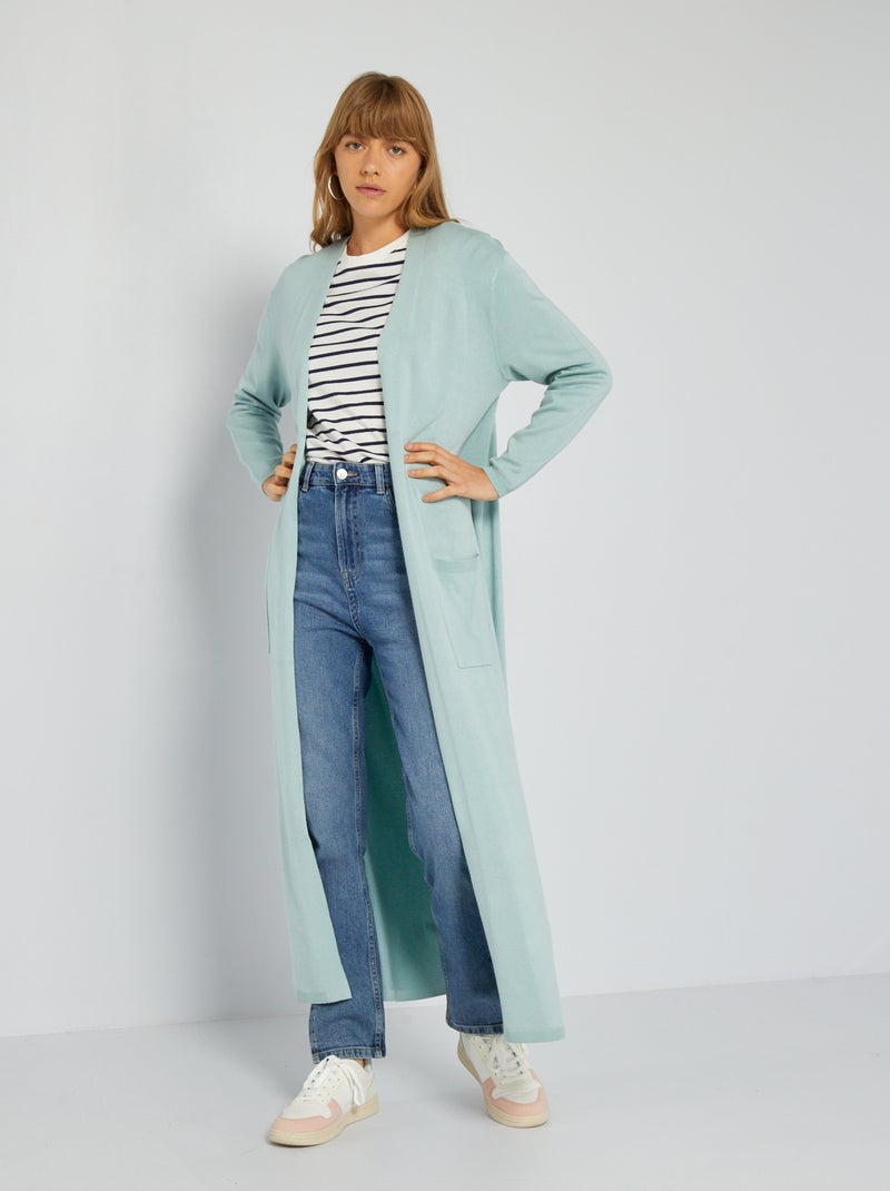Lang, open vest van soepelvallend viscose BLAUW - Kiabi