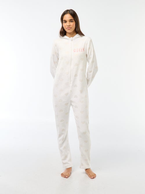 Lang pyjamapak van fleece met hartjesmotief - Kiabi