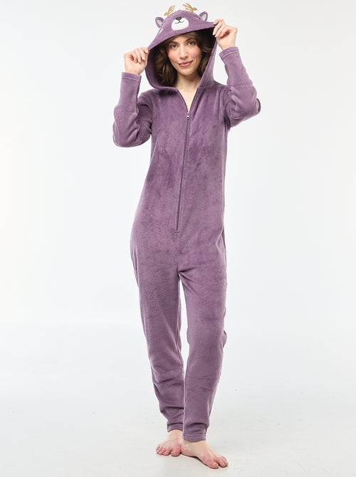 Lang pyjamapak van fleece met hertje - Kiabi