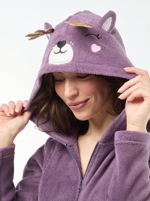 Lang pyjamapak van fleece met hertje - Kiabi