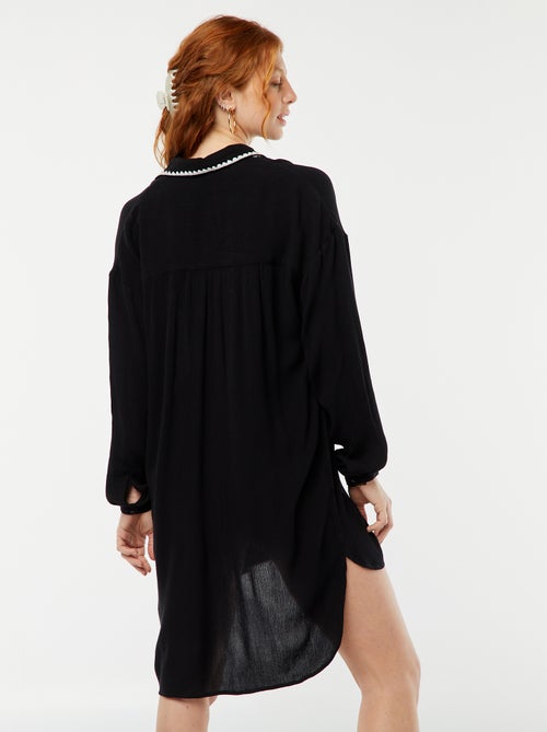 Lang strandhemd met geborduurde halslijn - Kiabi