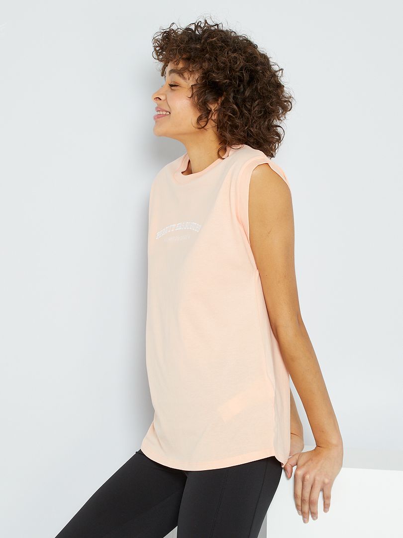 Lang T-shirt met borduurwerk roze - Kiabi