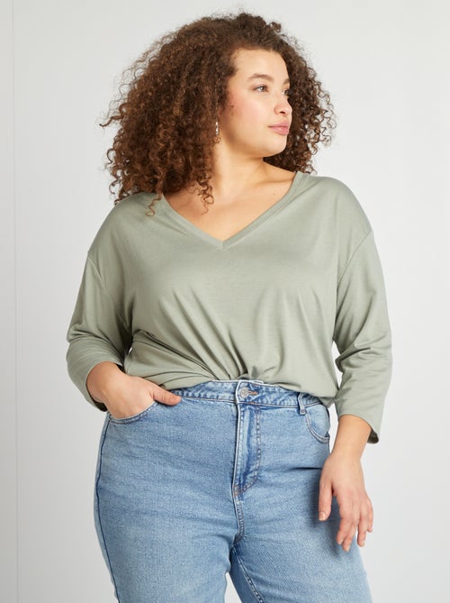Lang T-shirt met V-hals - Kiabi