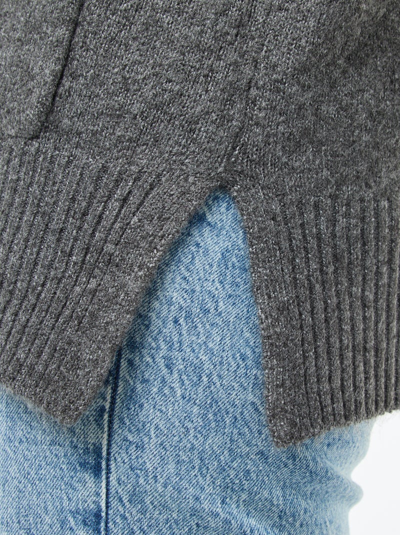 Lang vest met knopen en studs 'Only Carmakoma' Grijs - Kiabi