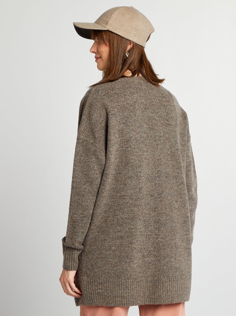 Lang vest met zakken BRUIN - Kiabi