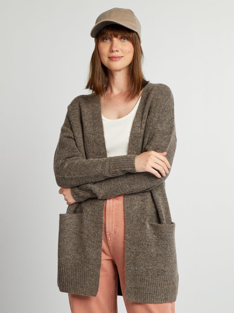 Lang vest met zakken BRUIN - Kiabi