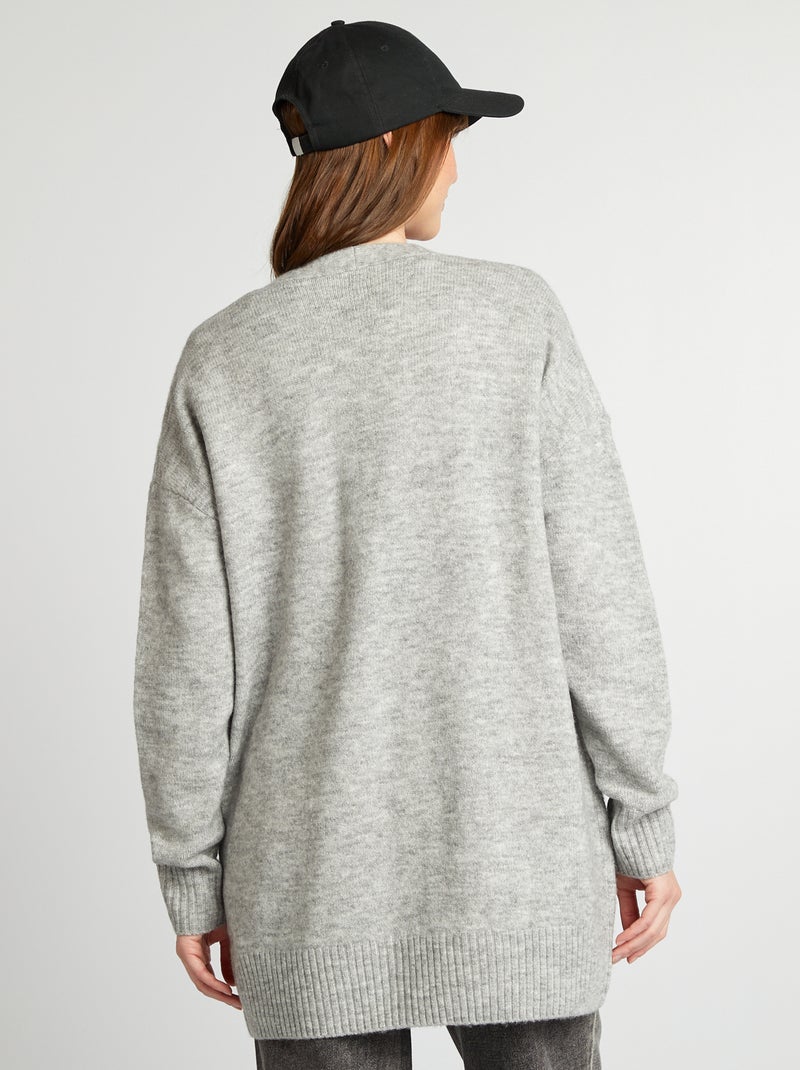 Lang vest met zakken GRIJS - Kiabi