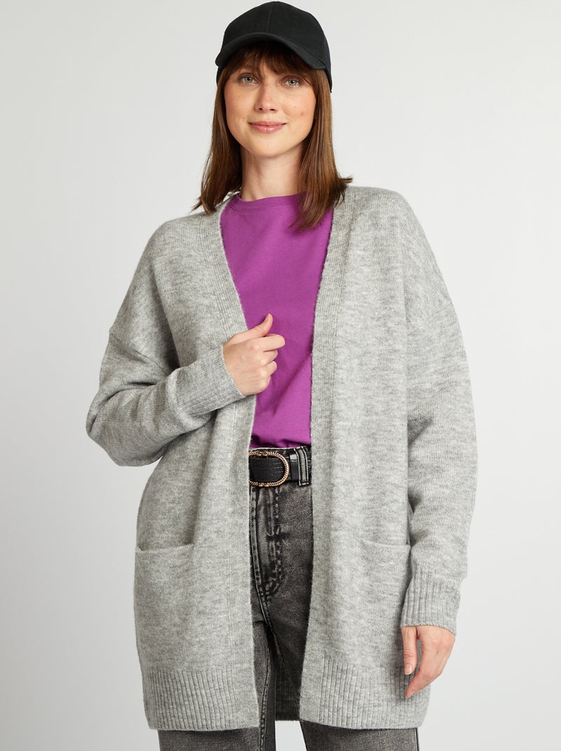 Lang vest met zakken GRIJS - Kiabi