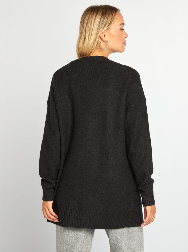 Lang vest met zakken zwart - Kiabi