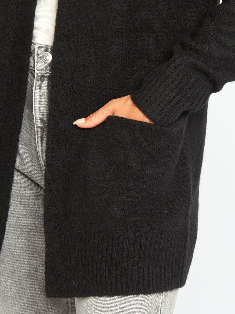 Lang vest met zakken zwart - Kiabi