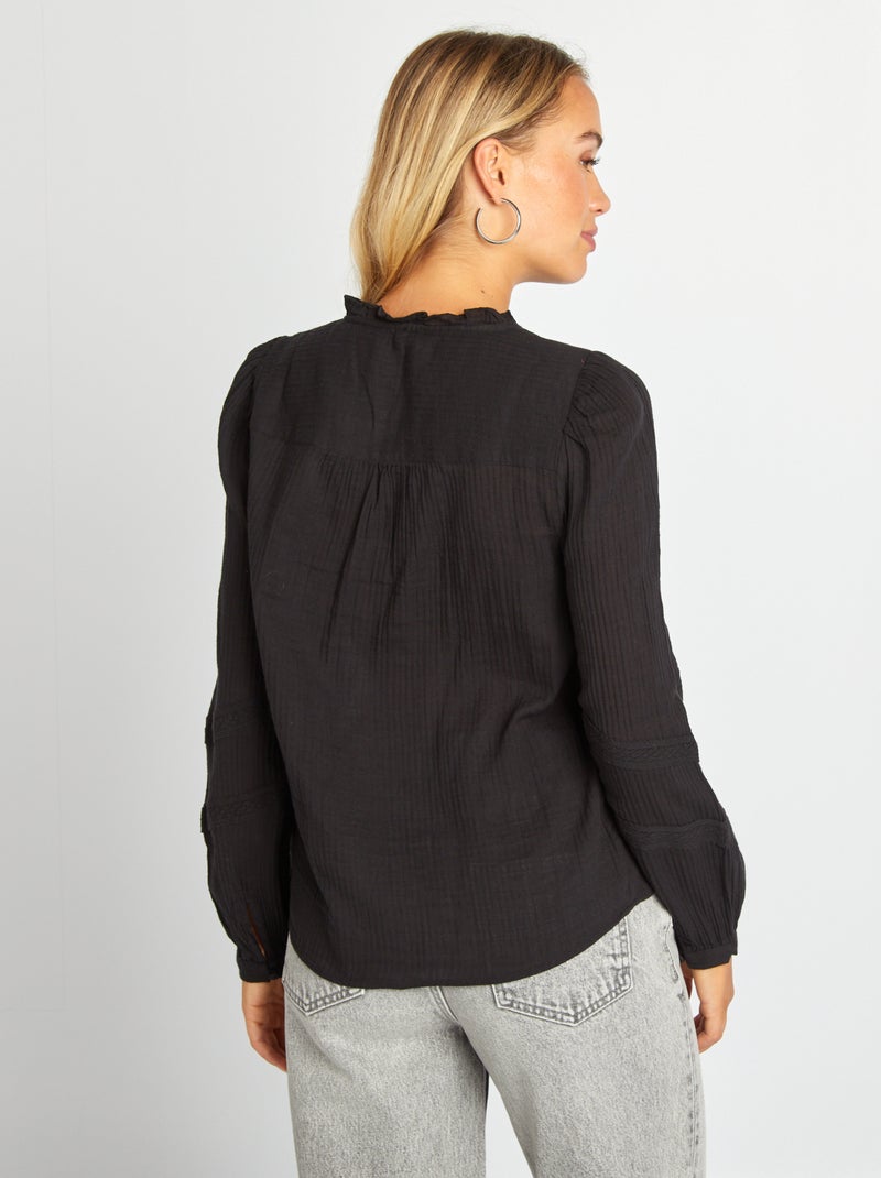 Lang vest met zakken zwart - Kiabi