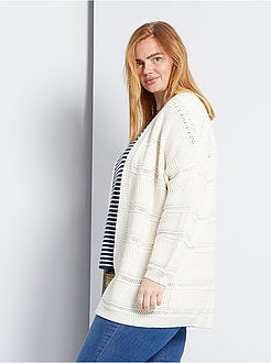 Lang vest van opengewerkt fantasietricot - Kiabi