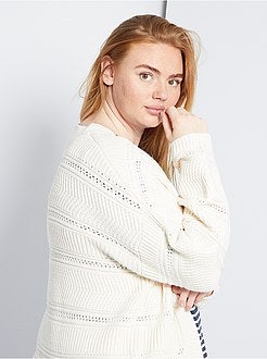 Lang vest van opengewerkt fantasietricot - Kiabi