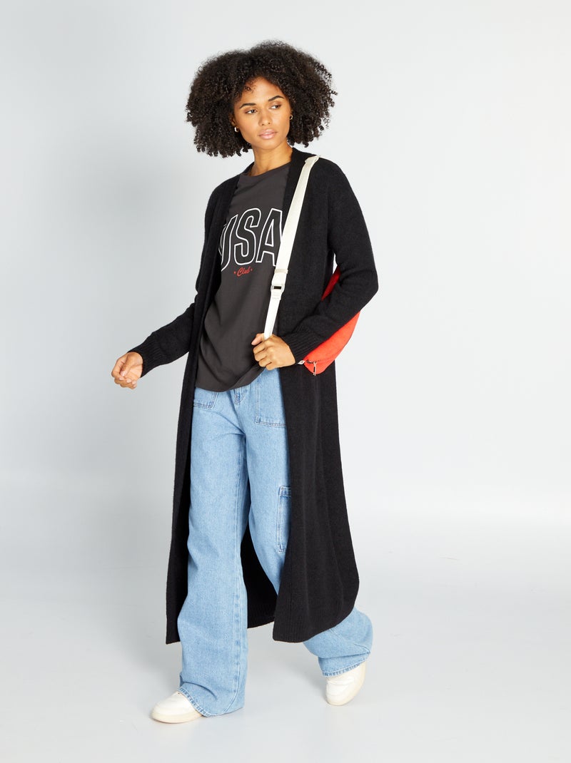 Lang vest van tricot ZWART - Kiabi