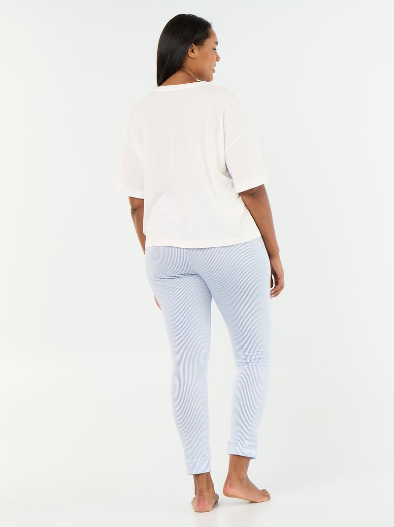 Lange 2-delige gestreepte pyjama Blauw - Kiabi