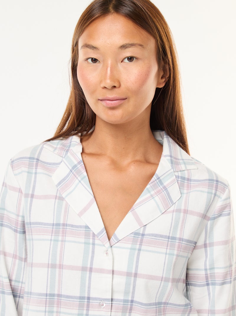 Lange, 2-delige pyjama met broek + nachthemd - 2-delig Wit - Kiabi