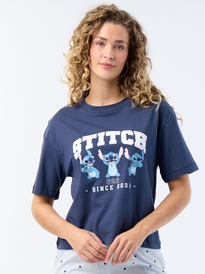 Lange 2-delige pyjama 'Stitch' Blauw - Kiabi