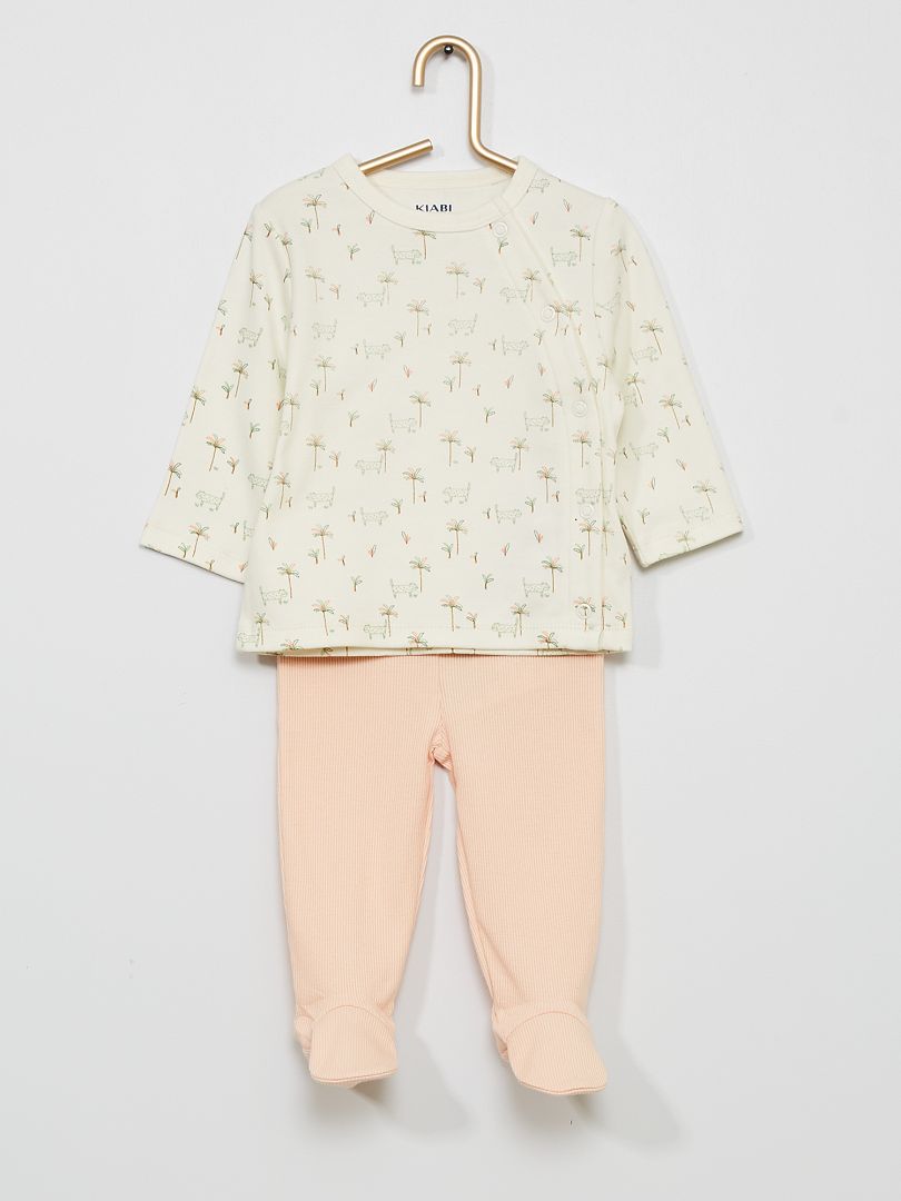 Lange, 2-delige pyjama WIT - Kiabi