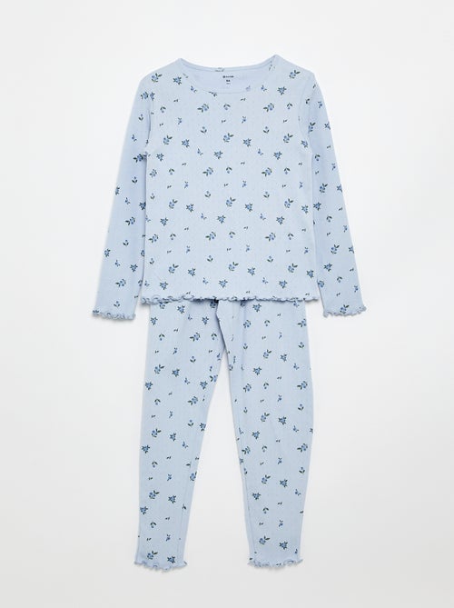 Lange 2-delige pyjamaset van pointellestof - Kiabi