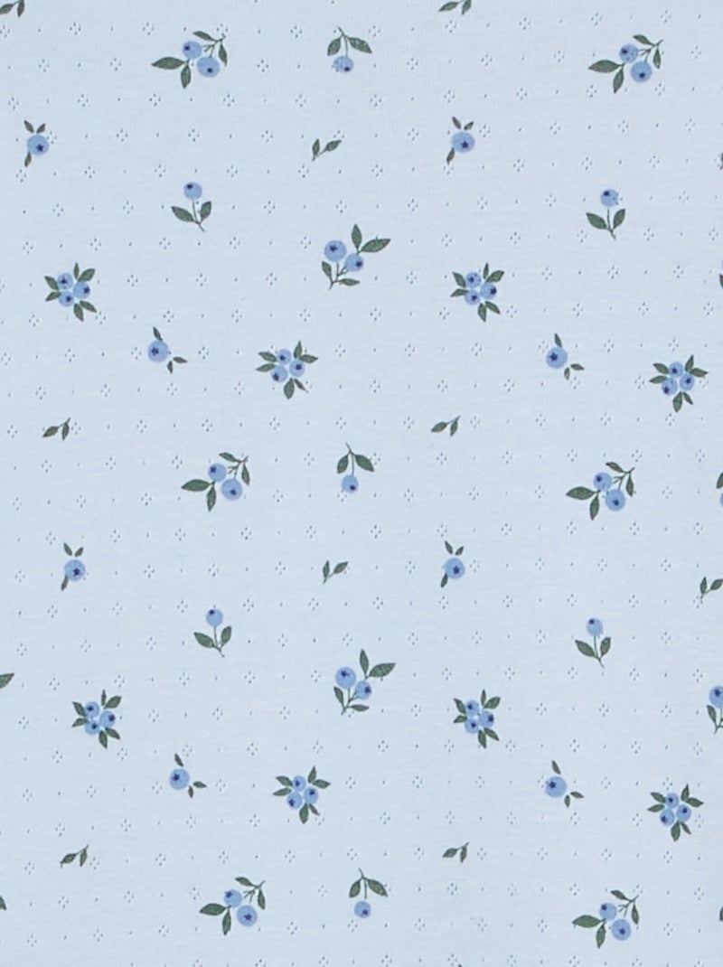 Lange 2-delige pyjamaset van pointellestof Blauw - Kiabi