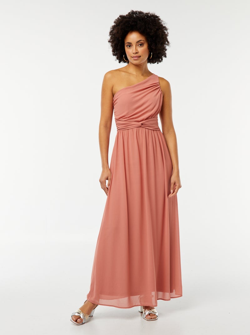 Lange asymmetrische jurk met geplooid effect aan de voorzijde ROSE - Kiabi