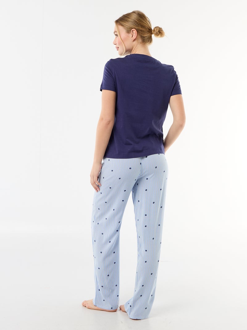 Lange bedrukte pyjama - 2-delig Blauw - Kiabi