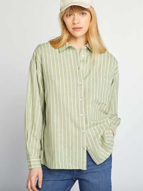 Lange blouse met borstzakje - 20% linnen - Kiabi
