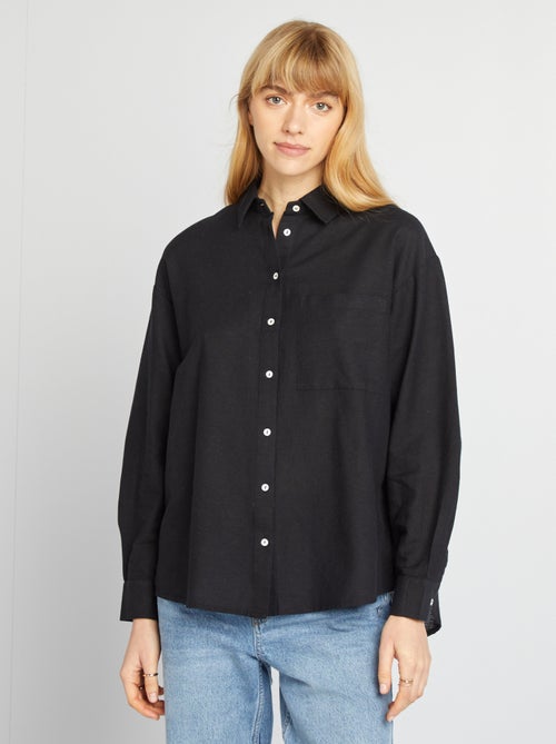 Lange blouse met borstzakje - 20% linnen - Kiabi Lange blouse met borstzakje - 20% linnen - Kiabi