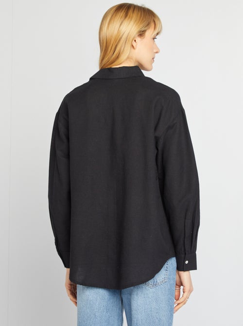 Lange blouse met borstzakje - 20% linnen - Kiabi Lange blouse met borstzakje - 20% linnen - Kiabi