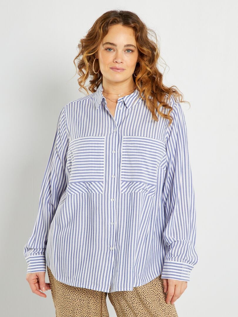 Lange blouse met strepen WIT - Kiabi