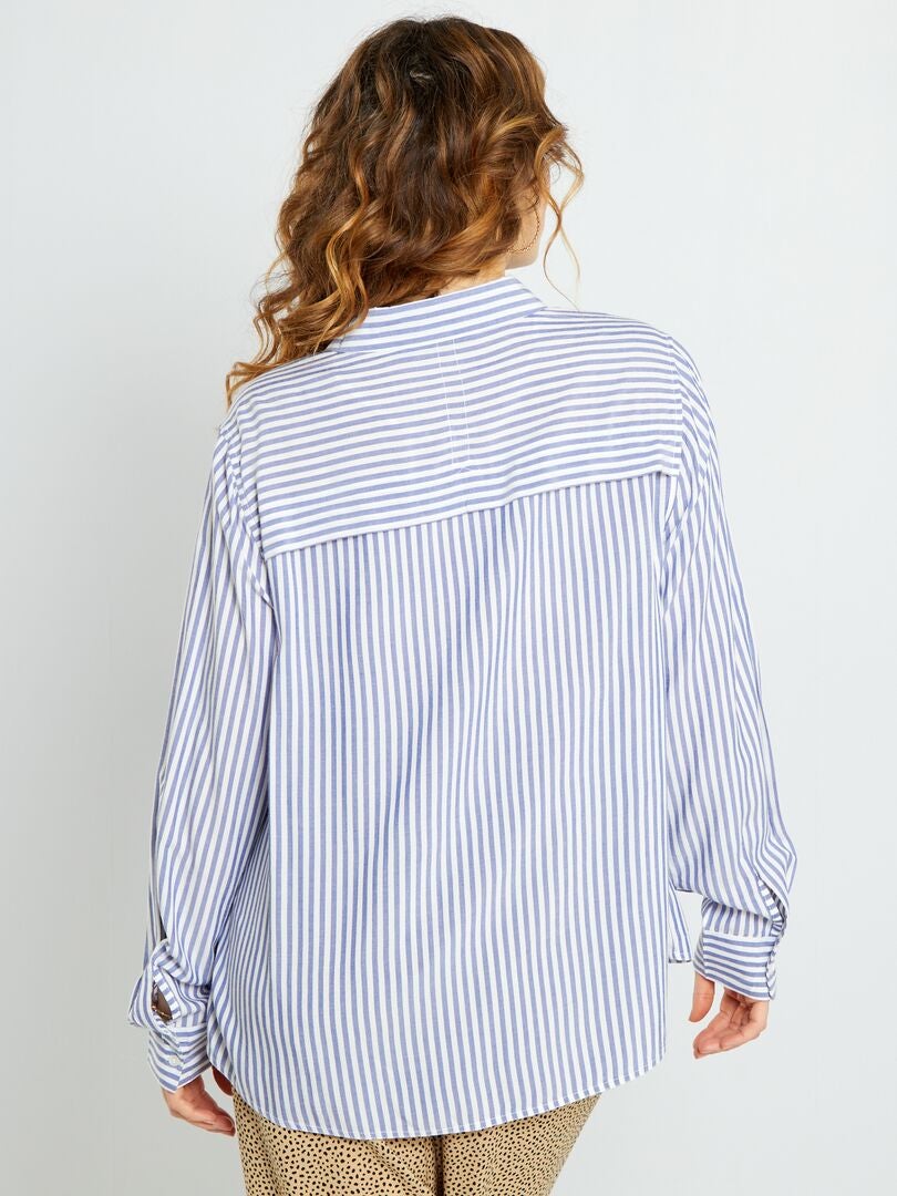 Lange blouse met strepen WIT - Kiabi