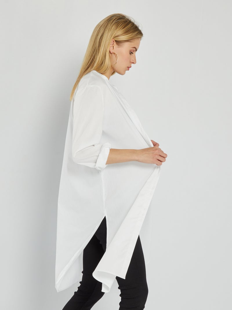Lange blouse van poplin WIT - Kiabi