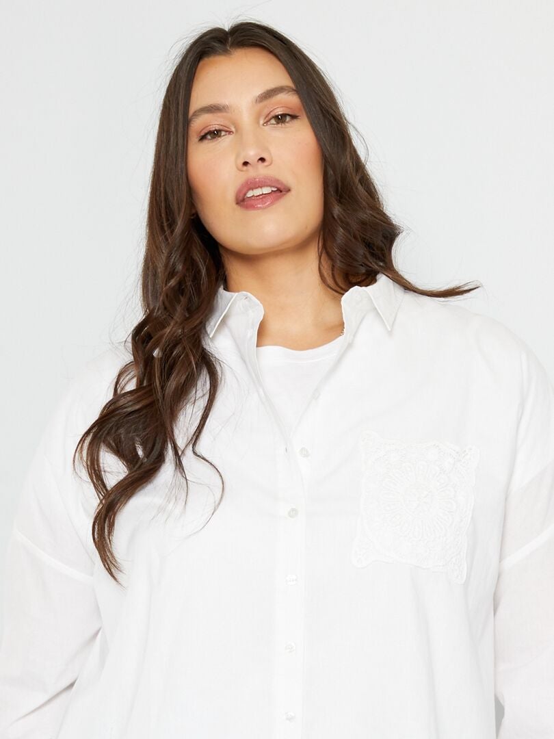 Lange blouse van poplin wit - Kiabi