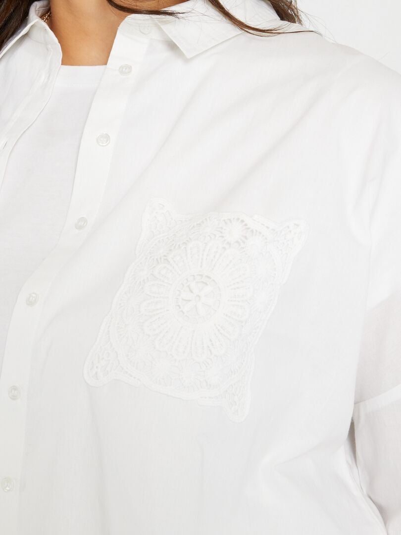 Lange blouse van poplin wit - Kiabi