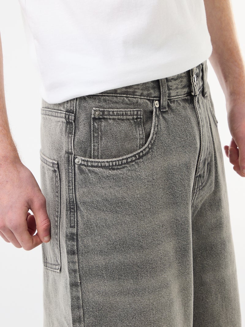 Lange denim bermuda van katoen Grijs - Kiabi