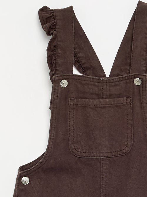 Lange denim tuinbroek met ruches aan de schouderbandjes - Kiabi