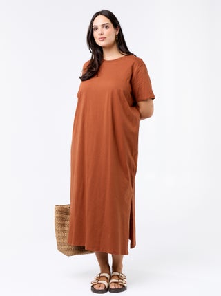 Lange effen T-shirtjurk