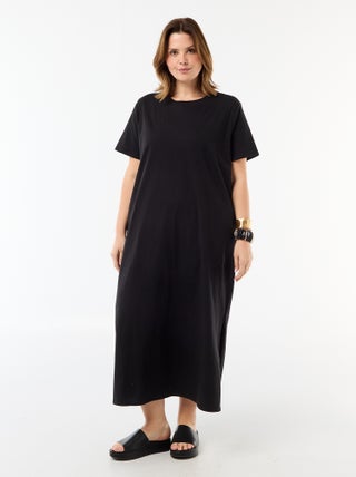 Lange effen T-shirtjurk