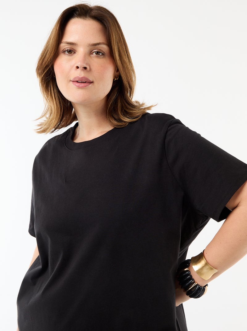 Lange effen T-shirtjurk Zwart - Kiabi